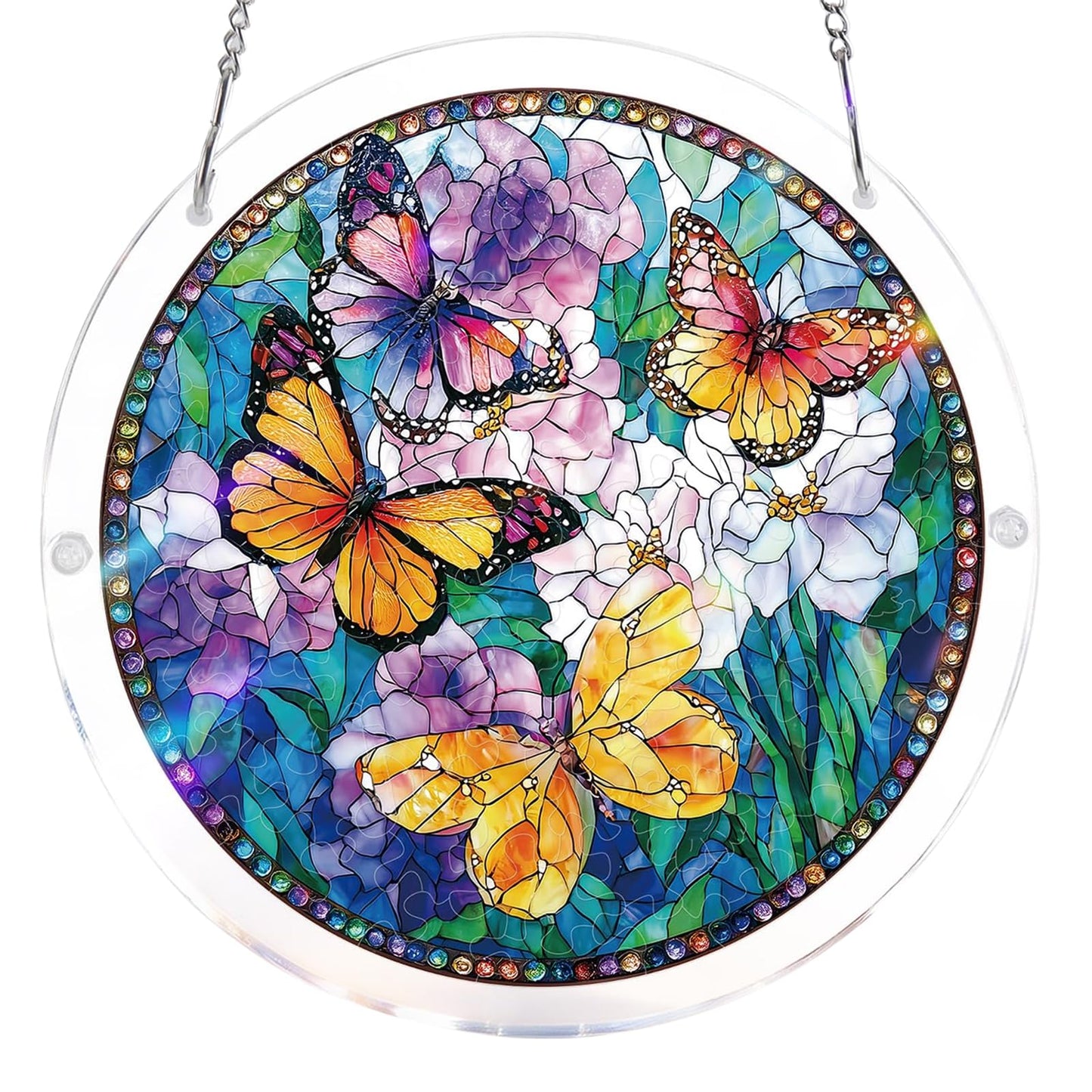 Acrylic Jigsaw Puzzle Suncatcher | 83 Pieces Acrylic Puzzles Suncatchers for Windows Hanging | Stained Glass Window Puzzle Sun Catcher for Adult | Aesthetic DIY Arts & Crafts for Home Decor