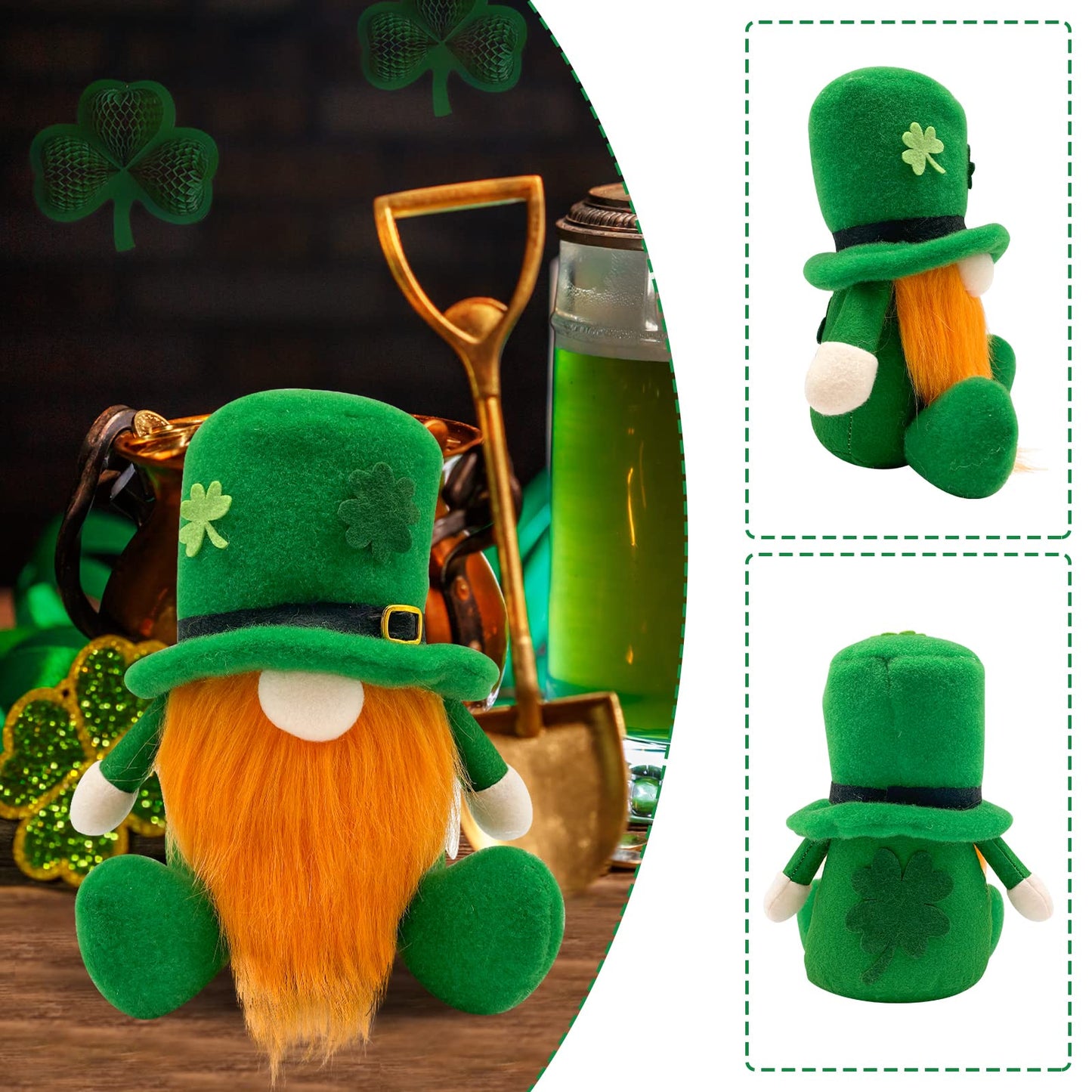 St Patricks Day Decorations - St Patricks Day Decor - Leprechaun Stuffy Doll, St Patrick's Day Plush Shamrock Gnomes Decorations for Home, Office - St. Patricks Day Table Centerpiece - Irish Gifts