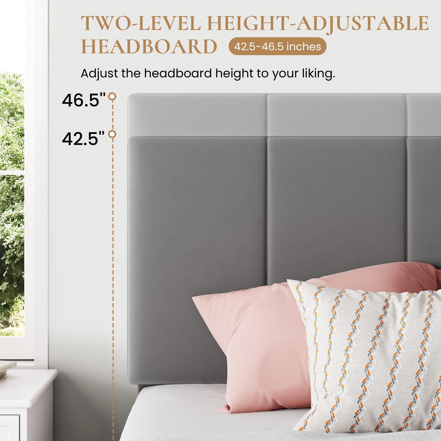 SHA CERLIN Queen Size Lift Up Storage Bed Frame, Adjustable Headboard, Hydraulic Support, Velvet Upholstered, Easy Installation, No Box Spring Needed, Gray