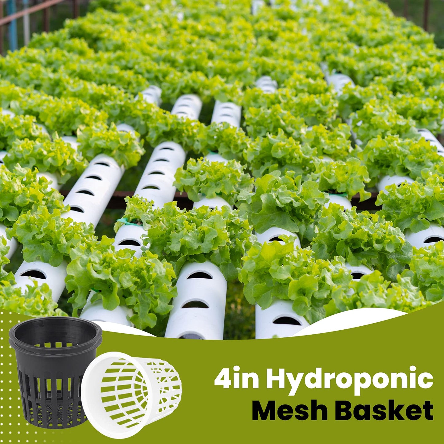 ISKYBOB 10 Pieces Black Plastic Garden Mesh Net Pot Hydroponic Basket Planting Nursery Grow Supplies, 11cm/4.3inch