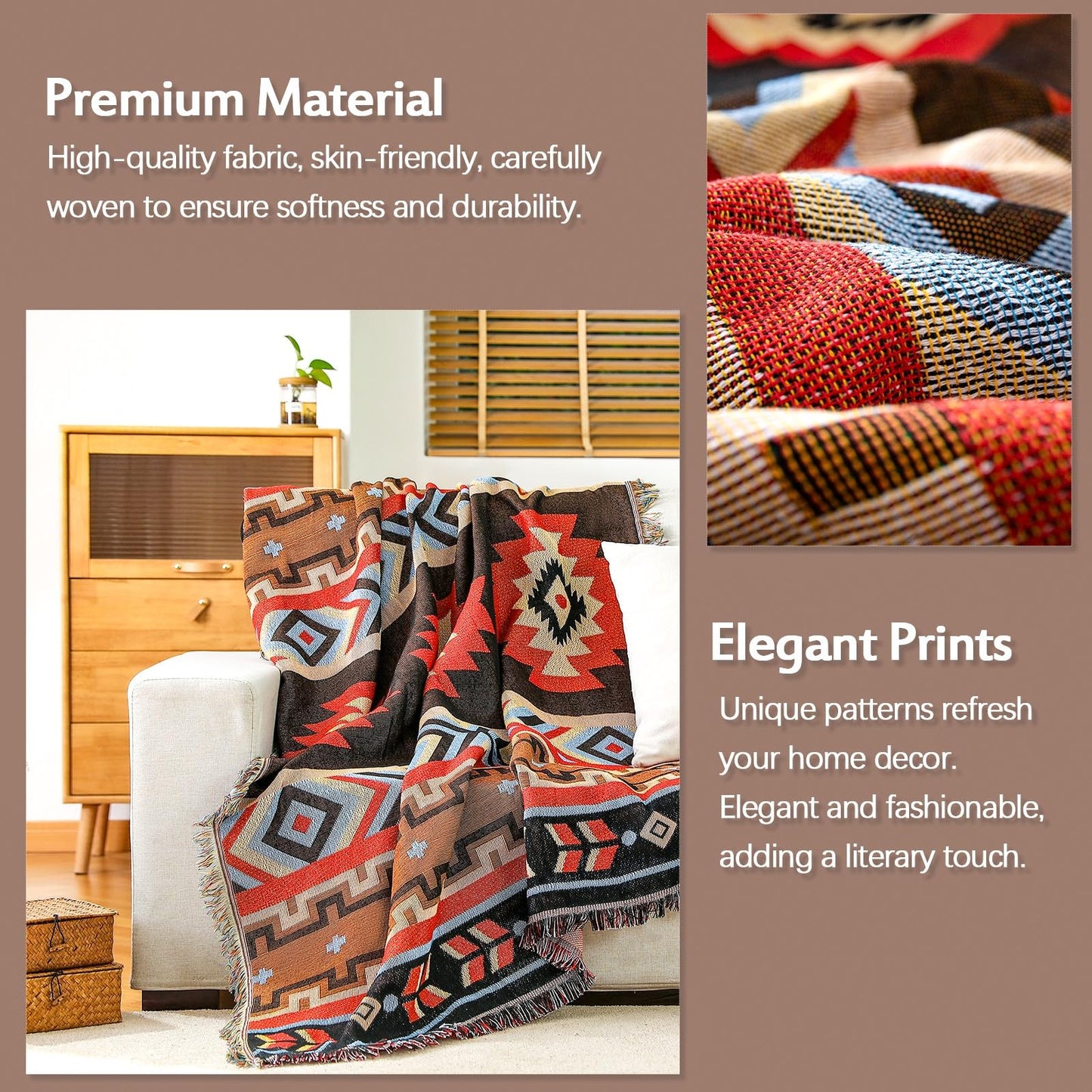 Homcosan Sofa Slipcovers Towel Cover Cotton Knit Geometrical Couch Cover for 3 Seat Cushion Couch Furniture Pet Protector Stylish Throws for Sectional Couch