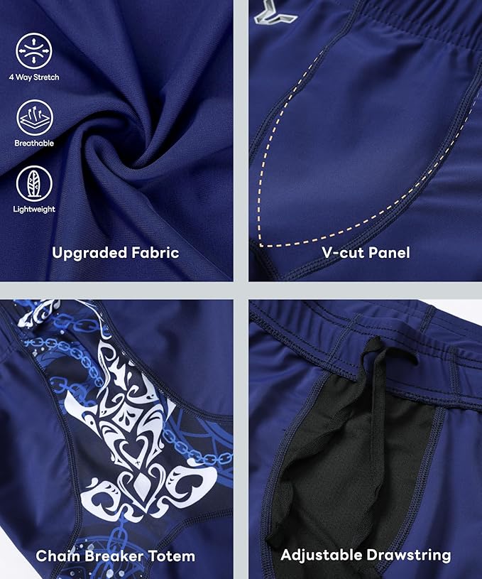 HUGE SPORTS Men's Rash Guard Swim Shorts Compression Swimming Jammer Cool Dry Active Swimsuit Workout Shorts Sports Tights