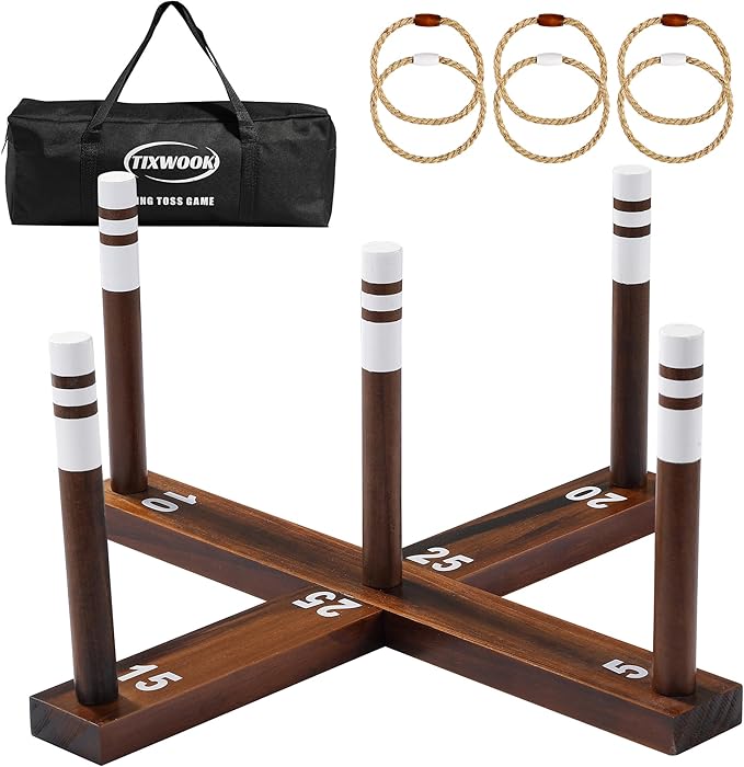 Ring Toss Game,Ring Toss Game for Adults and Kids, Indoor Outdoor Fun Holiday Lawn Yard Game for Family, Easy Set Up, Portable to Carry for Outside Kids Sport
