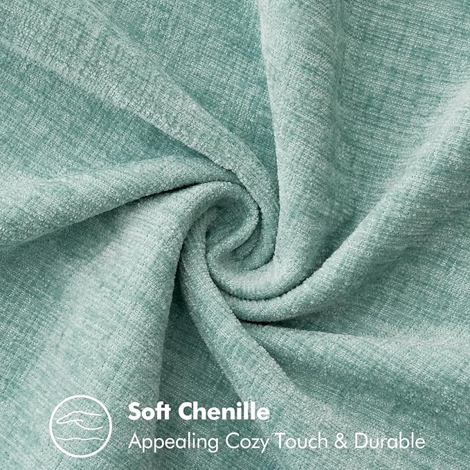 MIULEE Pack of 2 Summer Throw Pillow Covers 18x18 Inch Coastal Light Blue Farmhouse Cottage Decorative Pillow Covers Stitched Edge Soft Chenille Pillow Covers for Couch Sofa Bed Living Room,Aqua Haze
