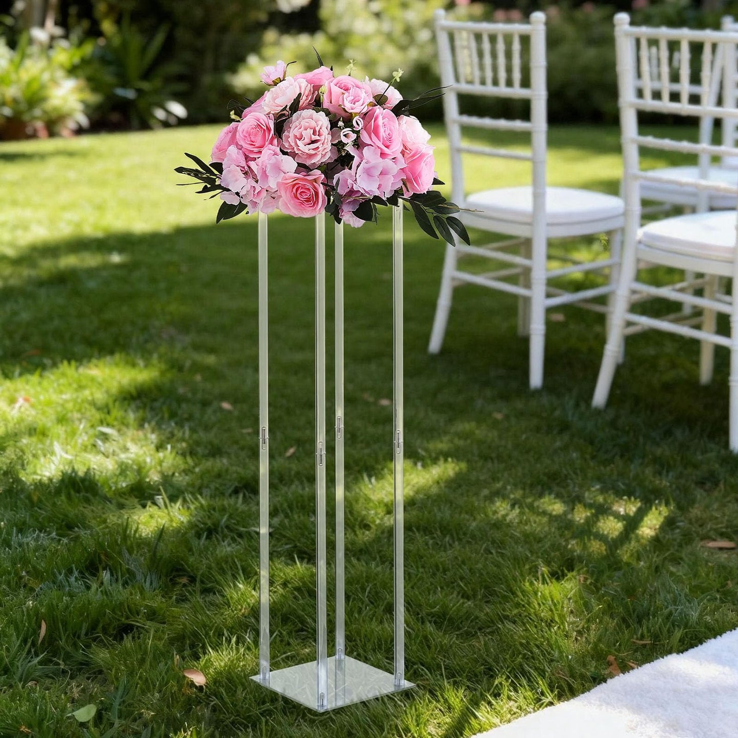 VEVOR Wedding Flower Stand, 10PCS 31.5-inch Column Flower Stand, Floral Stands with Acrylic Laminate, Cylindrical Cubic Floral Display Rack for Wedding, Party, Birthday, Home, Centerpiece Stands