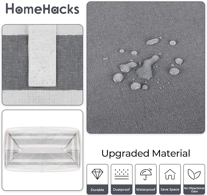 HomeHacks 3-Pack Large Laundry Basket, Waterproof, Freestanding Laundry Hamper, Collapsible Tall Clothes Hamper with Extended Handles for Clothes Toys in the Dorm and Family-(Gradient Grey, 88L)