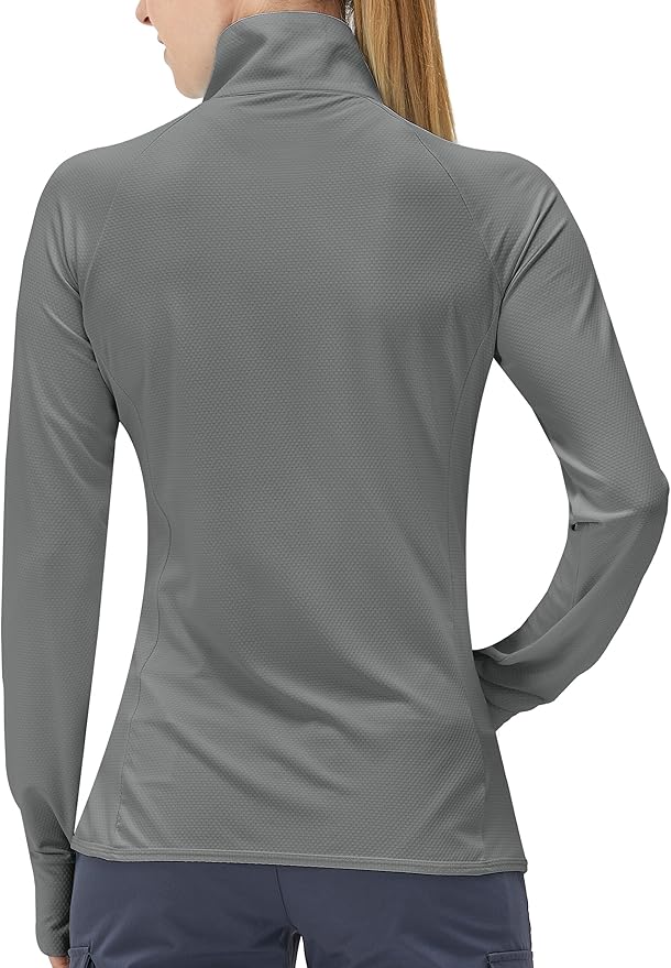Women's UPF 50+ UV Sun Protection Clothing Long Sleeve Athletic Hiking Shirts Lightweight SPF Zip Up Outdoor Jacket