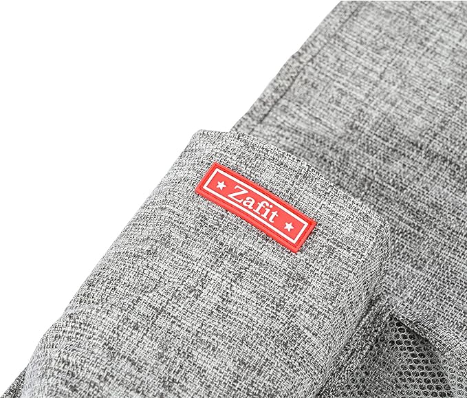 Zafit Linen 5 Pockets Bedside Caddy, Bedside Storage Organizer with Water Bottle Holder for Magazine, Remotes, Phone (Grey)