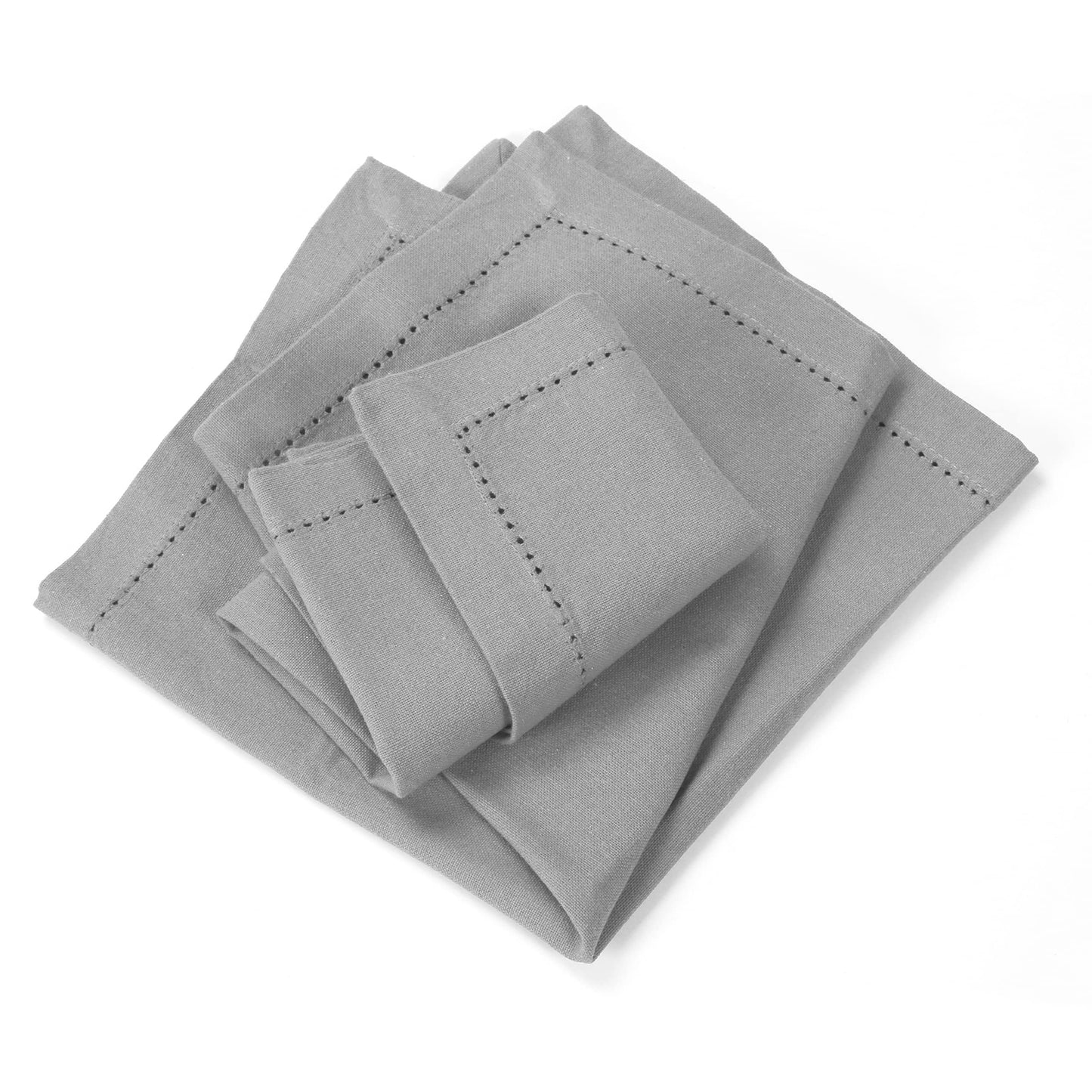 Cotton Cloth Dinner Napkin Set of 12 - Hemstitched 18x18 Inch Decorative Soft Durable Washable Reusable Perfect for Dining Table Décor Farmhouse Easter Party Wedding & Everyday Use - Ash Grey