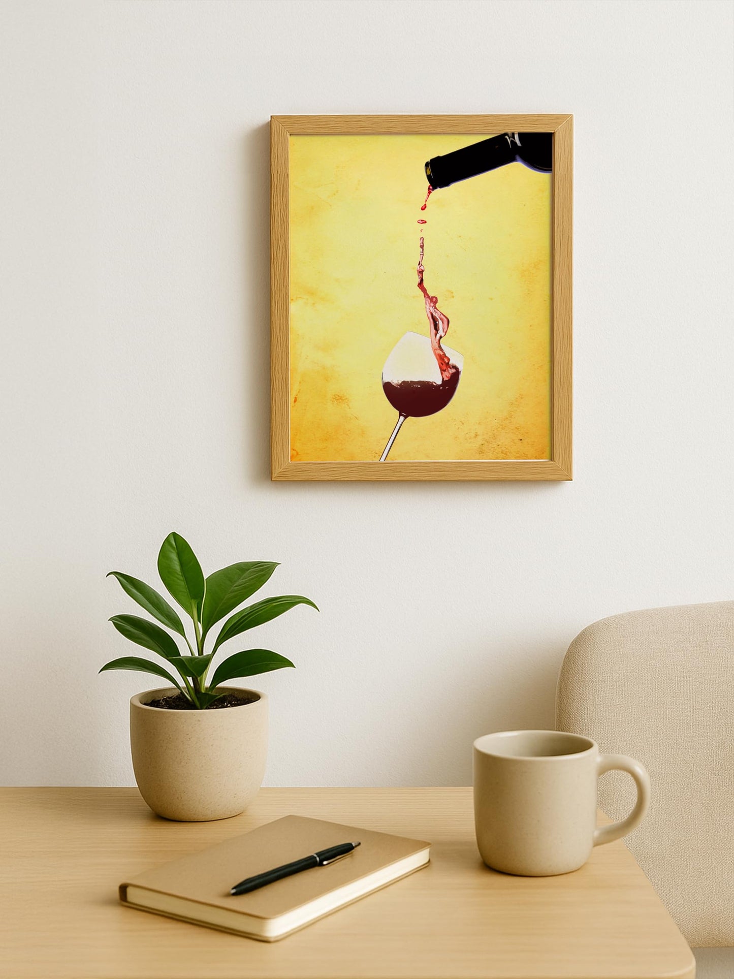 AMERICAN LUXURY GIFTS Red Wine Pouring Glass - Modern Elegant Beverage Wall Art - Kitchen Dining Room Bar Decor & Hostess Gift - 8x10 Unframed Print