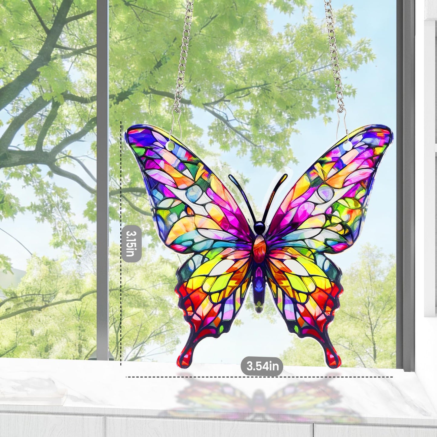 Butterfly Gifts for Women, Butterfly Ornaments Suncatcher Acrylic Decorations Stained Glass Effect Window Hanging with Chain 2026 Inspirational Butterflies Sun Catcher Decor for Christmas Tree