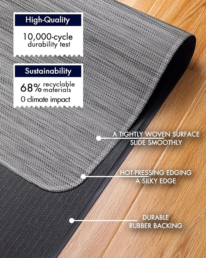BARoyal Office Chair Mat for Hardwood Floor Under Desk Computer Rolling Chair Mat for Wood/Tile Floor Non-Slip Heavy Duty Desk Rug PVC Plastic Hard Floor Protector 46"x 60" (Gray)
