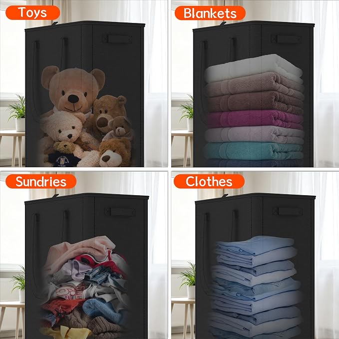 Slim Laundry Hamper with Wheels,20 Gal (75L) Rolling Laundry Basket with lid and wheels Clothes Hamper Foldable Tall Dirty Clothes Basket Sturdy Collapsible Clothes Hamper for Dorm,Laundry Room