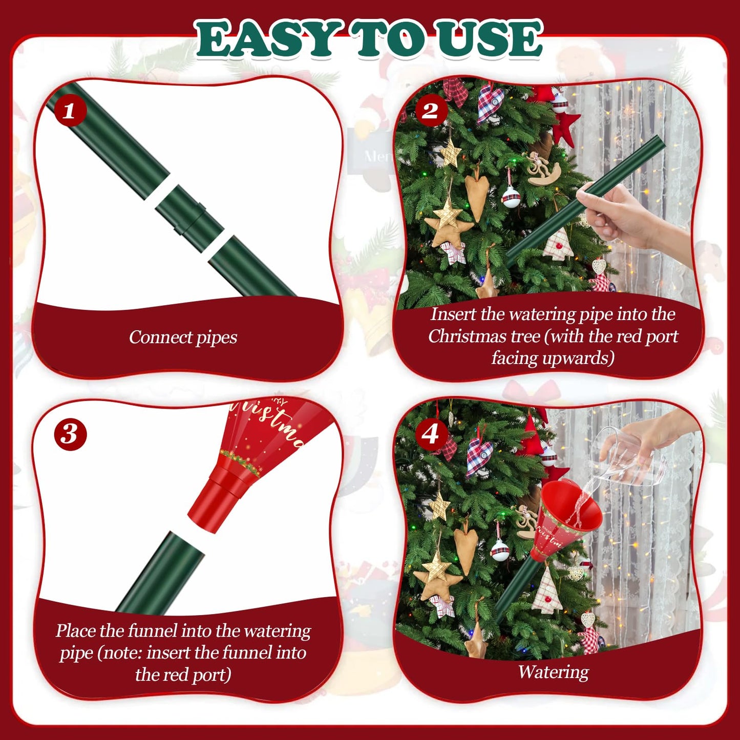 Christmas Tree Watering Funnel-39 Inch Adjustable 3-Section Long Funnel Spout Funnel Watering System Xmas Plant Watering Tool for Large Indoor Outdoor Plants (2)