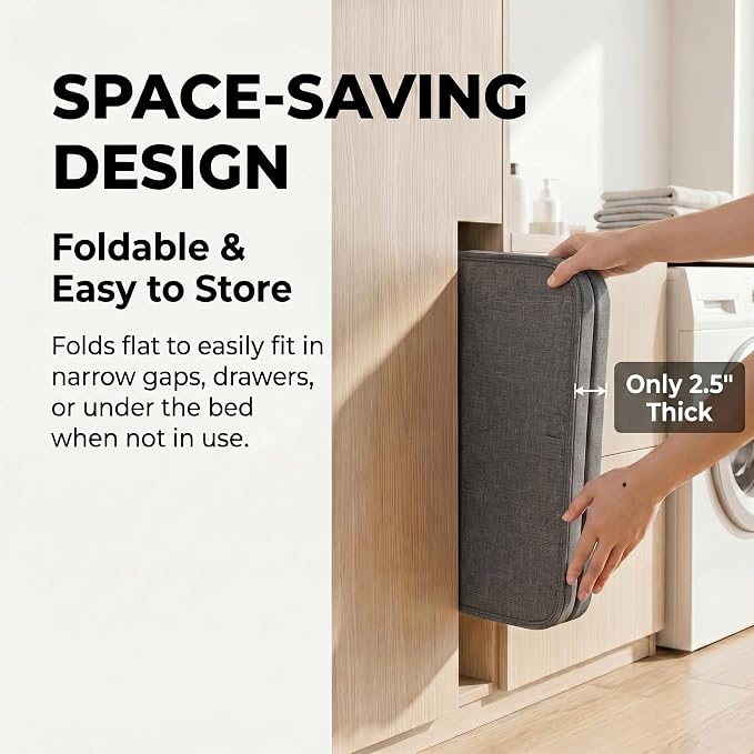 DOKEHOM 100L Laundry Hamper with Lid, Large Collapsible Laundry Basket with Removable Mesh Liner Bag, Collapsible Clothes Sorter for Bedroom, Bathroom, College Dorm, Dark Grey