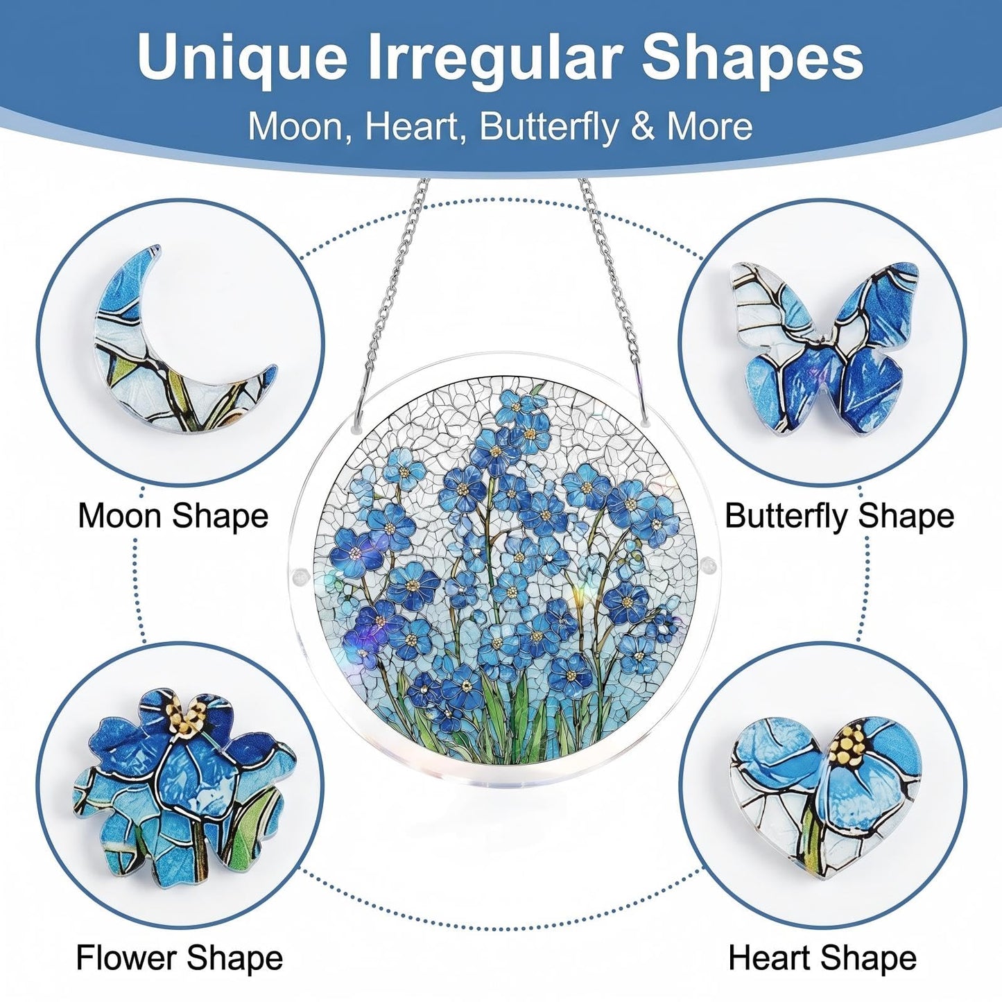 Acrylic Puzzle Suncatcher, Stained Glass Window Hangings, Stained Glass Puzzle, Suncatcher Puzzles, Unique Irregular Pieces, DIY Art Puzzle & Hanging Ornament,For Windows and Home Decor (#D, L(8.6in))