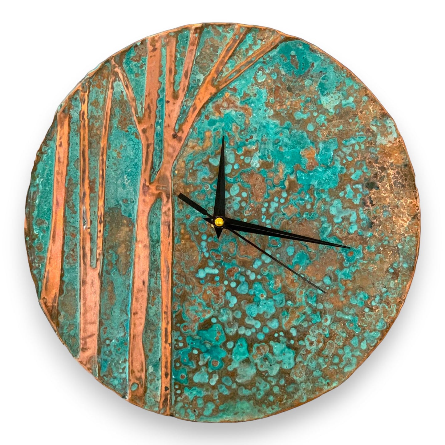 nooc art Handmade Copper Wall Clock Artisan Touch in Every Piece - Tree of Time Wall Decor Copper Clock for Living Room, Office, Kitchen & Bedroom (11 Inch)
