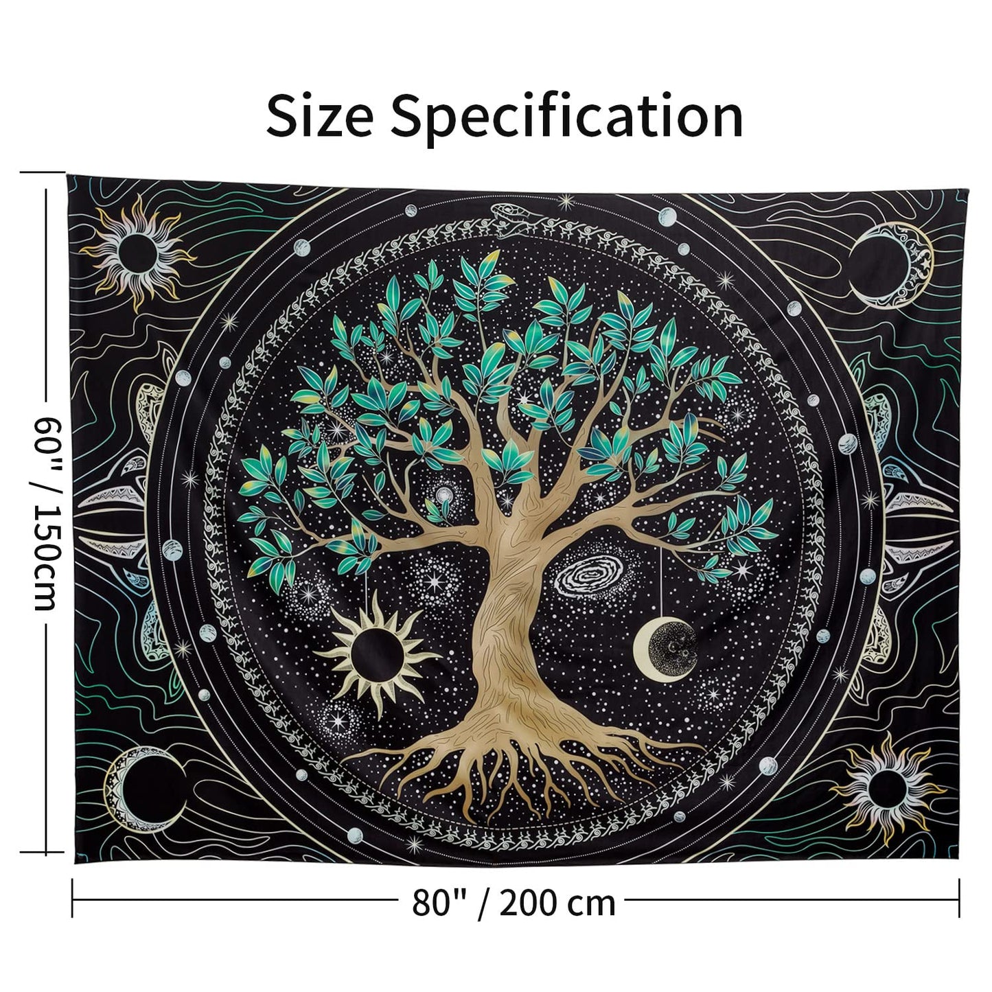 FLY SPRAY Tree of Life Tapestry Aesthetic Trippy Tapestries Wall Tapestry's Large Hippie Sun Moon Space Tapestrys Forest Wall Hanging Decor Vibrant Nature Home Talestry for Bedroom,Living Room,Ceiling