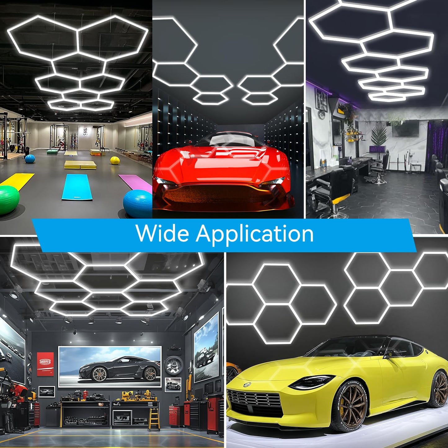 LZHOME Hexagon 5000K LED Garage Lights: 25 Pack Updated 1.31-inch Wider Size,26300LM Super Bright Hex Lighting Ceiling LED Shop Light for Garage, Car Detailing, Workshop, Warehouse, Gym, Basement