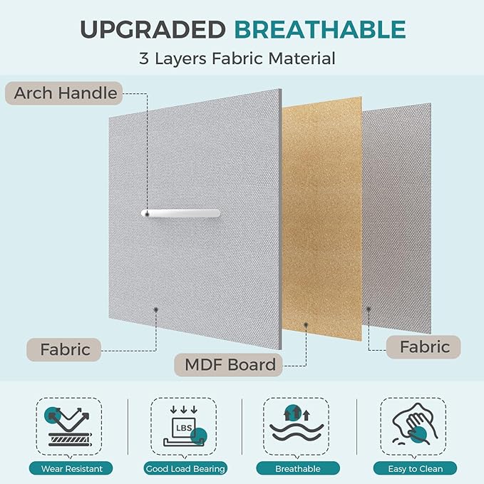OLIXIS Dresser for Bedroom with 5 Drawers, Wide Chest of Drawers, Fabric Bedroom Dresser with Drawer Organizer, Storage Organizer Unit with Fabric Bins for Closet, Living Room, Hallway, Light Grey