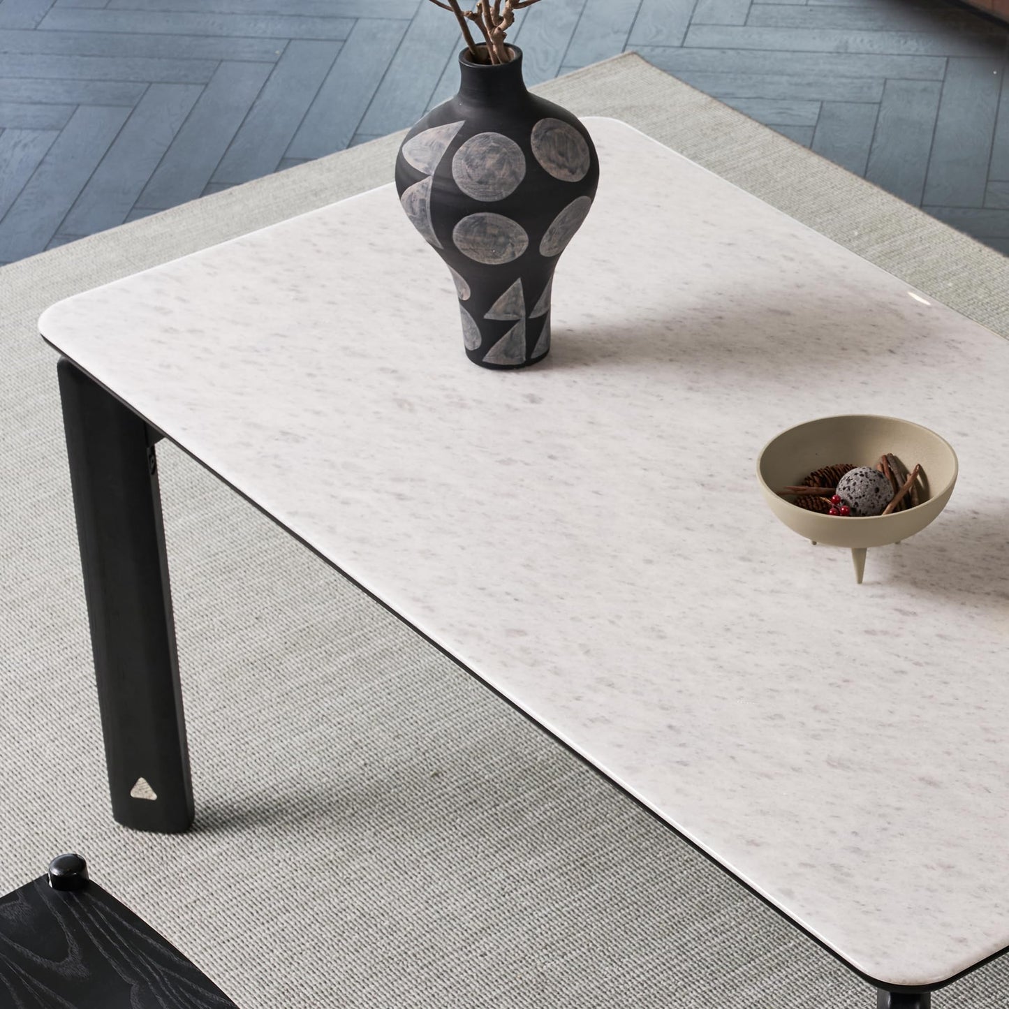 63" Modern Marble Top Dining Table, Marble White Dining Table, Indoor Outdoor Ceramics Table for Patio, Backyard, Scratch and Heat Resistant(63" D x 34" W)