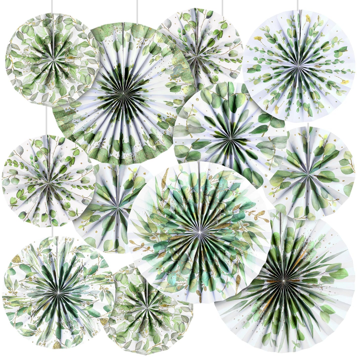 Weekgrat 18 Pcs Eucalyptus Hanging Paper Fans Decor Back to School Paper Fans Eucalyptus Round Garlands Bulletin Board Classroom Decorations for Party Supplies Classroom Decor