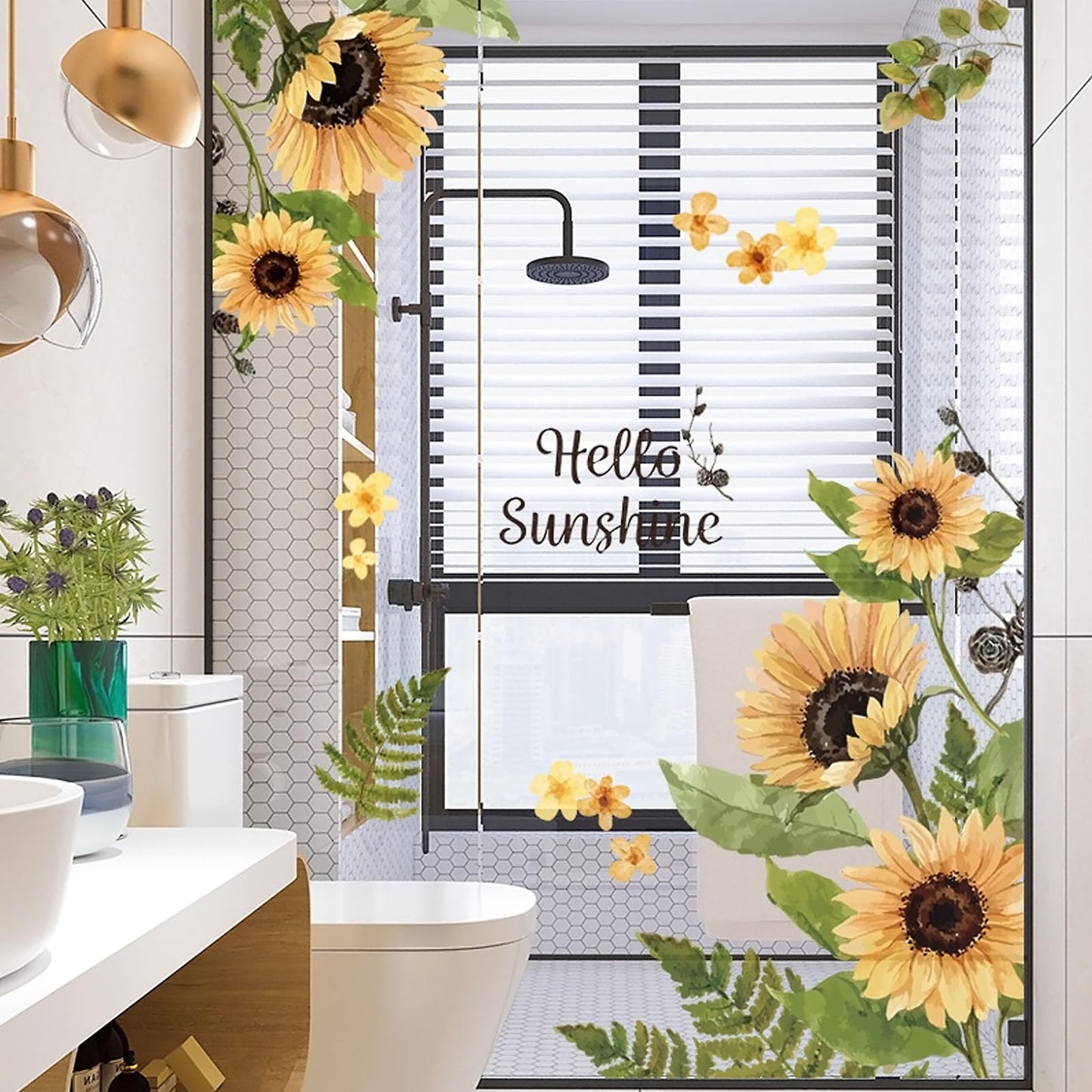 Arawat 2 Set Sunflower Wall Decals Peel and Stick Decor for Living Room, Bedroom, Bathroom, Kitchen - Yellow Flower Vinyl Murals and Stickers