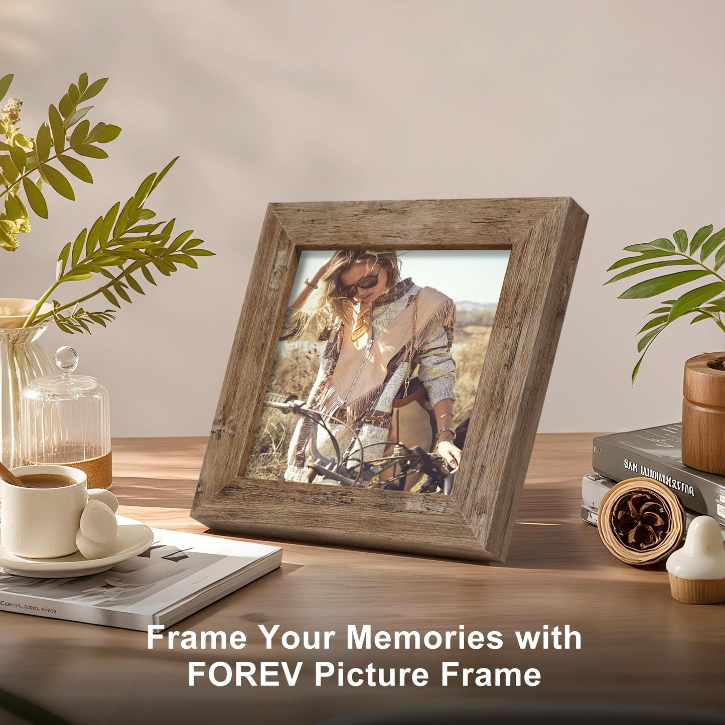 TOFOREVO 4x4 Picture Frames Set of 6 Rustic Wood Grain Photo Frame for Gallery Wall Mounting or Tabletop Display