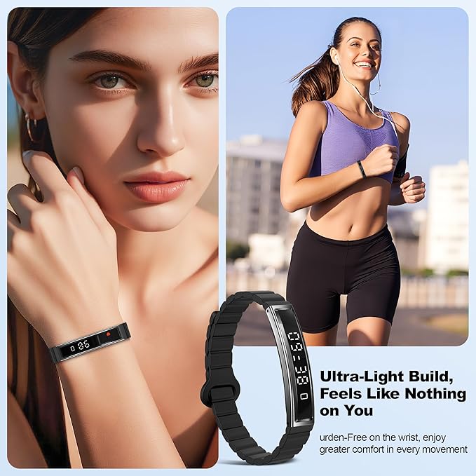 Sleep & Fitness Tracker with 2 Bands, Lightweight Smart Bracelet Wristband for Women Men, 24/7 Heart Rate, Blood Oxygen & Stress Monitor, Waterproof Health Trackers, No Subscription Fee（Black）