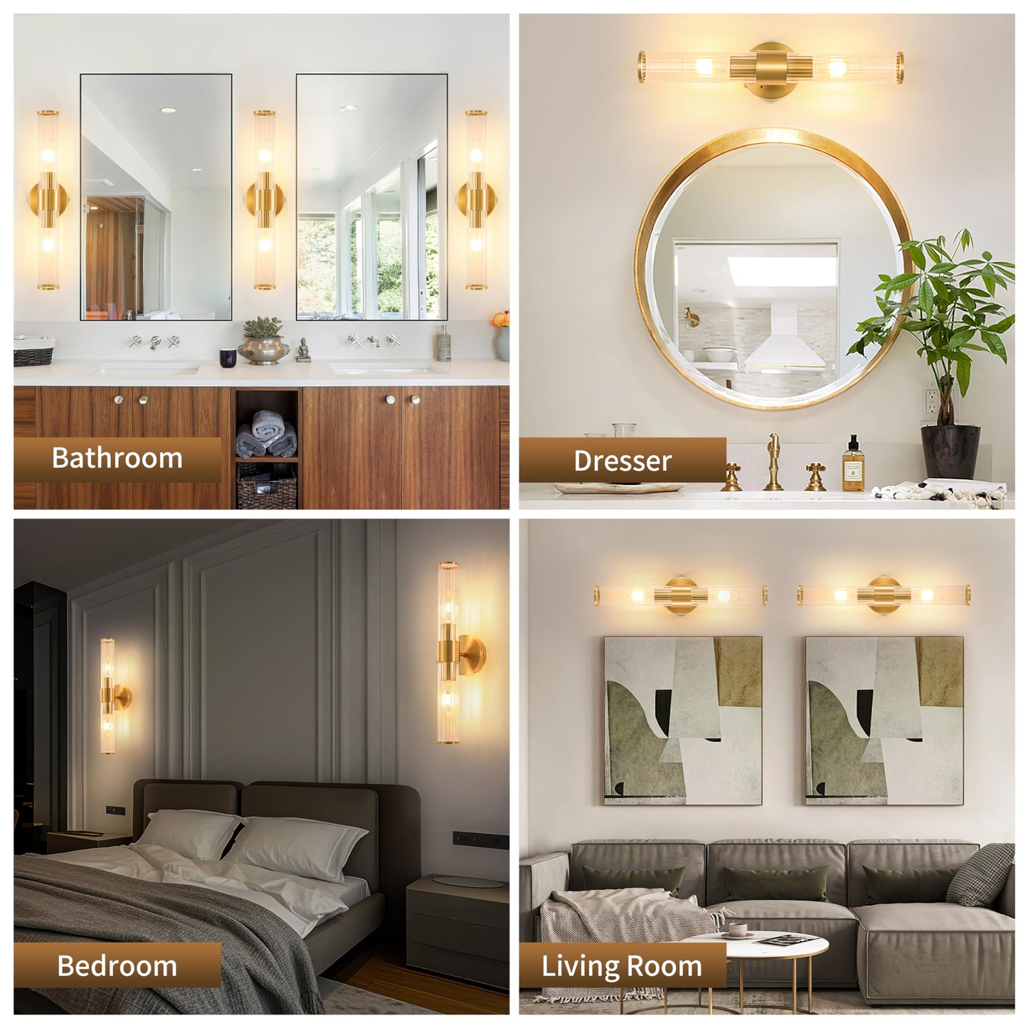 Morauroral Gold Battery Operated Wall Sconces Set of Two, Rechargeable Wall Sconce with Dimmable Remote Control, 20 Inch Wireless Sconce Wall Light for Bedroom, Living Room (Bulbs Included)