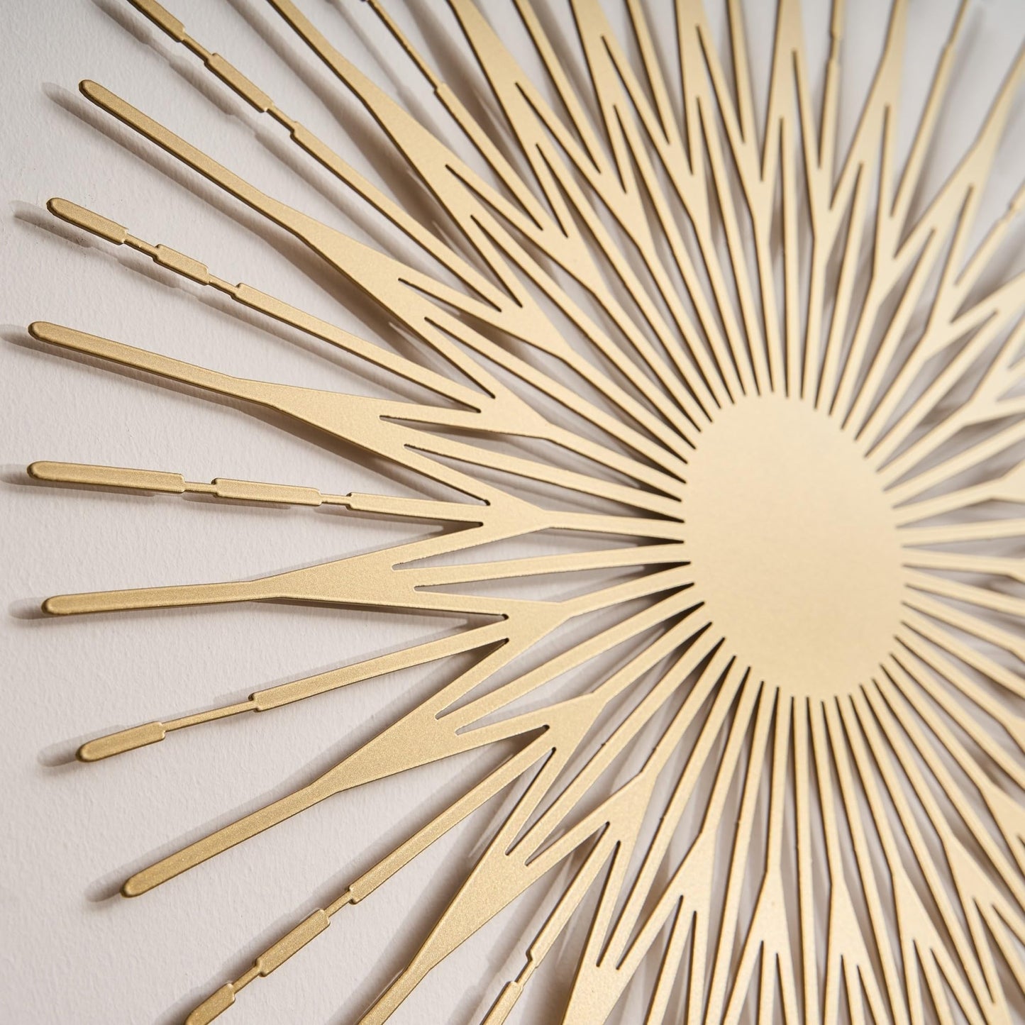 NEODECO Single Sun Metal Wall Art, Geometric Sun Decor, Metallic colors, Large 3D wall sculpture, model A (Gold, Small)