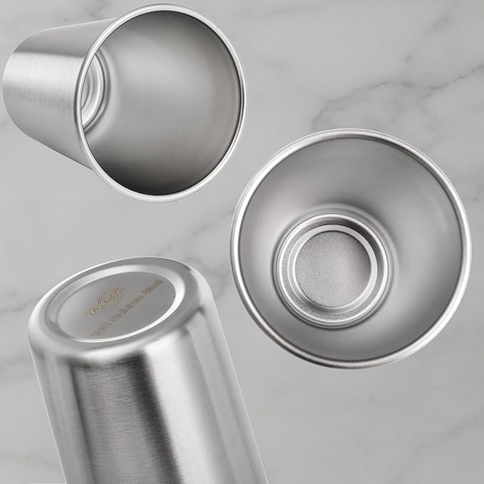 Tosnail 6 Pack Stainless Steel Pint Cups, 16 oz Metal Cups Unbreakable Drinking Glasses Water Tumblers for Kids, Adults Indoor and Outdoor Use, Silver