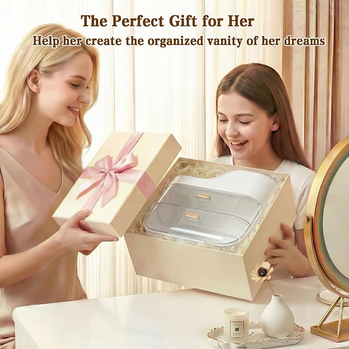 Makeup Organizer for Vanity with Large Smooth Drawers Extra Large Skincare Organizer for Bathroom Countertop and Dresser, Crystal Clear Cosmetic Storage Display Case for Beauty Products