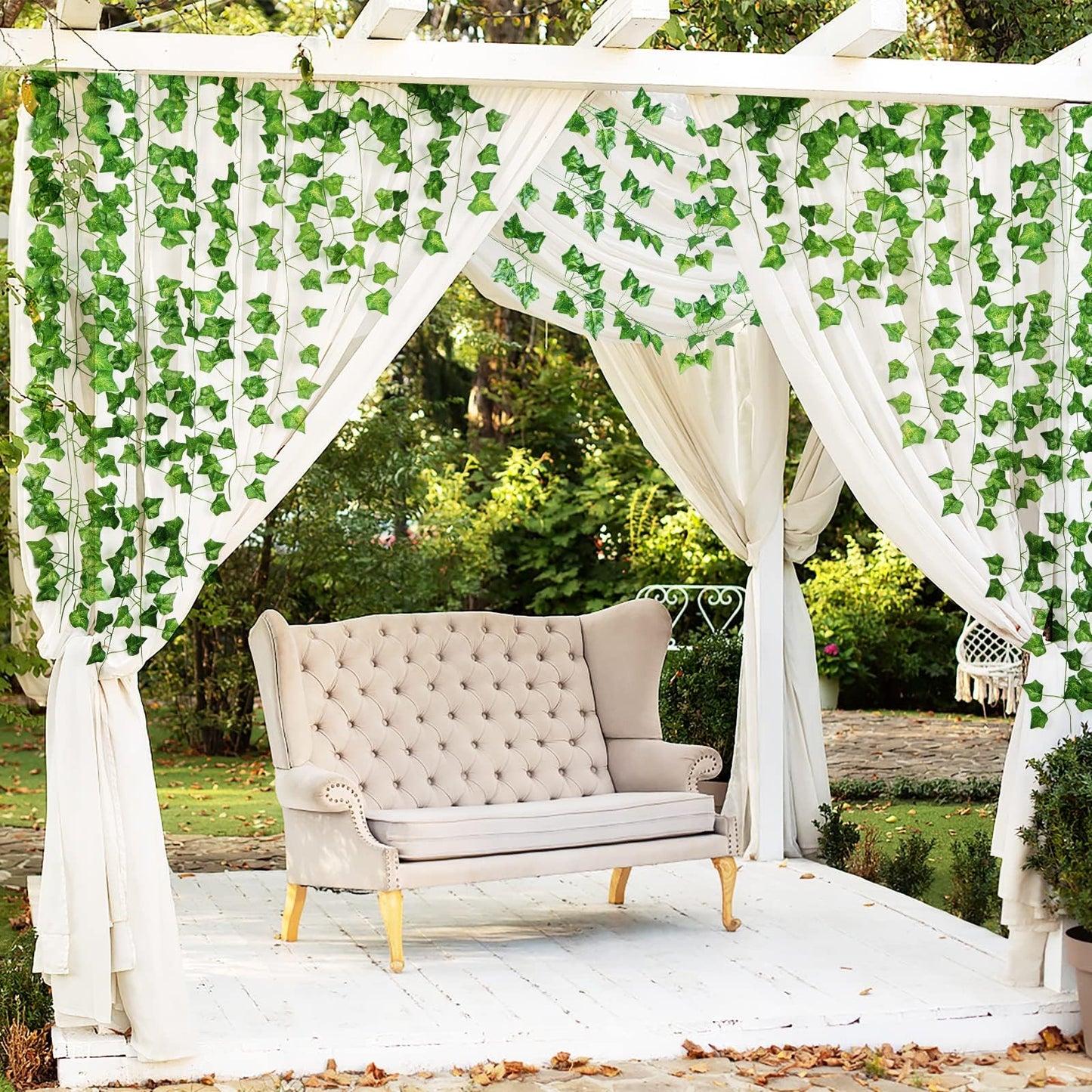 24 Pack 172 FT Artificial Ivy Garland Greenery Outdoor Faux Plants Leaf Garland Fake Vines for Bedroom Aesthetic Home Garden Office Wedding Wall Decor