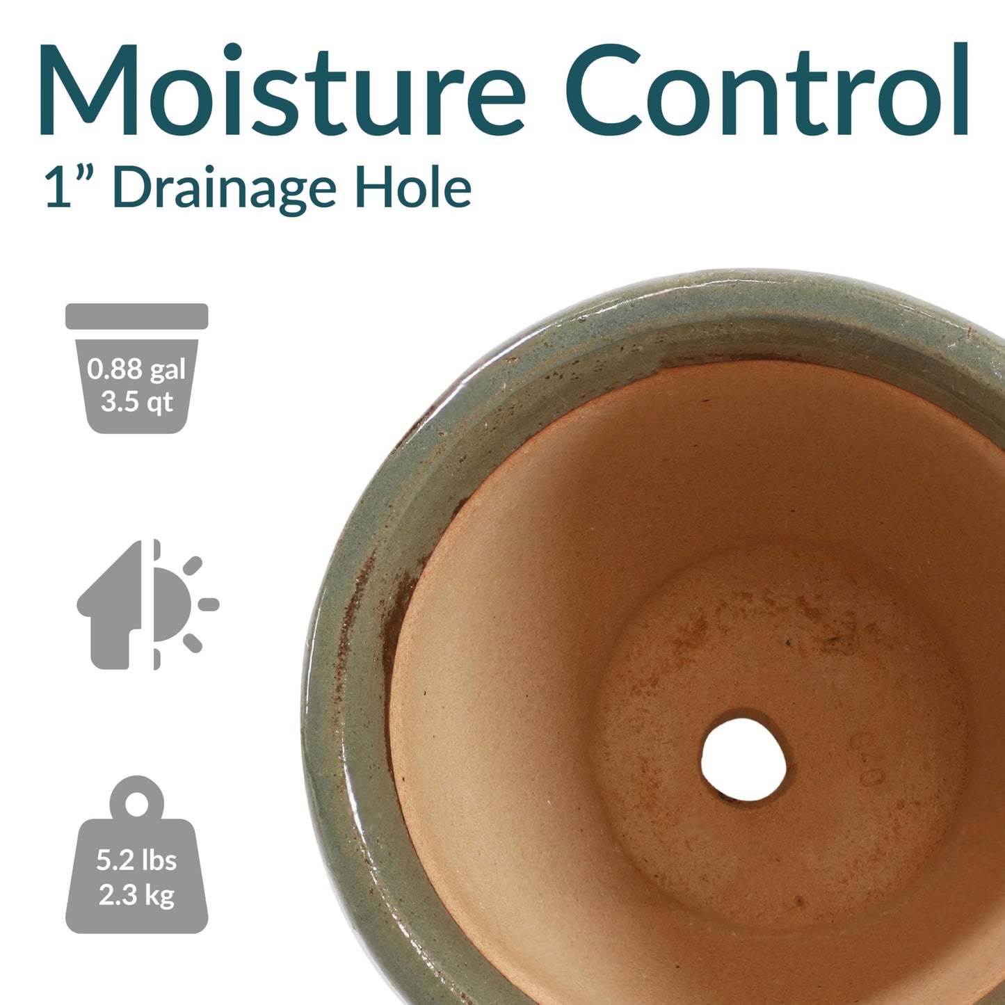 Sunnydaze Round Ceramic Planter - Set of 2 Indoor or Outdoor Plant Pots with Drainage Hole - Studio - 9" - Gray Glaze