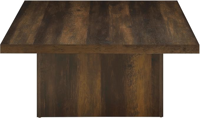 Coaster Home Furnishings - Devar - Wood - Square Coffee Table with Pedestal Base, Geometric Design and Transitional Style - Living Room - Dark Pine - 710888