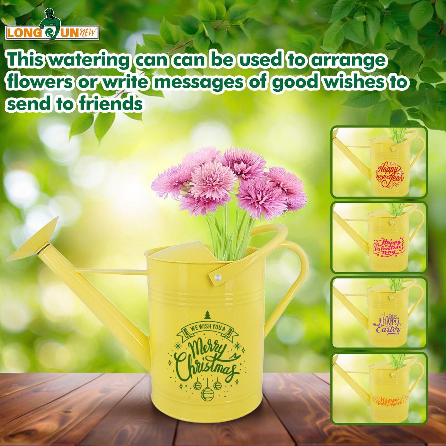Galvanized Iron Watering Can for Indoor Plants, DIY Watering Cans for House Plant Garden Flower, Long Spout Water Can for Outdoor Watering Plants 6.44L 1.7Gallon (Beige)