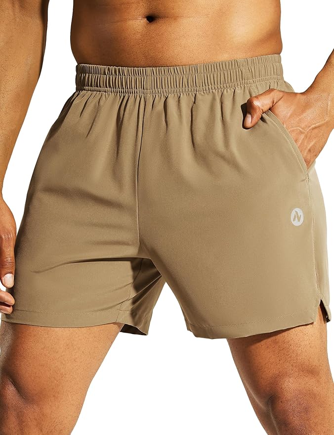 Nepest Men's 5?™â€?Athletic Running Shorts with Pockets, Lightweight Quick Dry Gym Workout Training No Liner Shorts