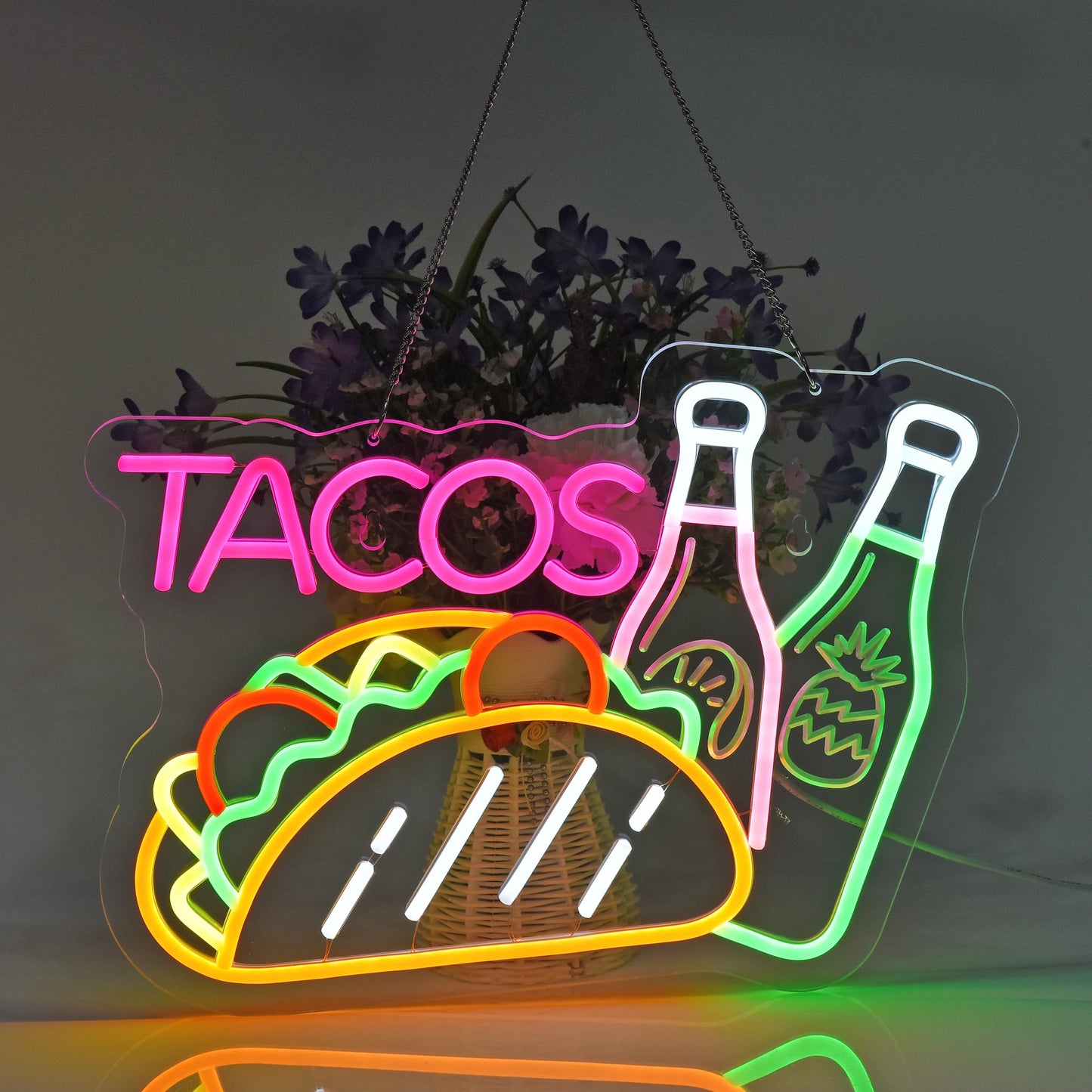 JOMOSPO Tacos Neon Sign, Neon Lights Hanging Wall Art Decoration for Business Mexican Restaurant Fast Food Shop/Truck, Bar, Pub, USB Powered Ultra Bright Dimmable, 16.1 * 12.2 inches
