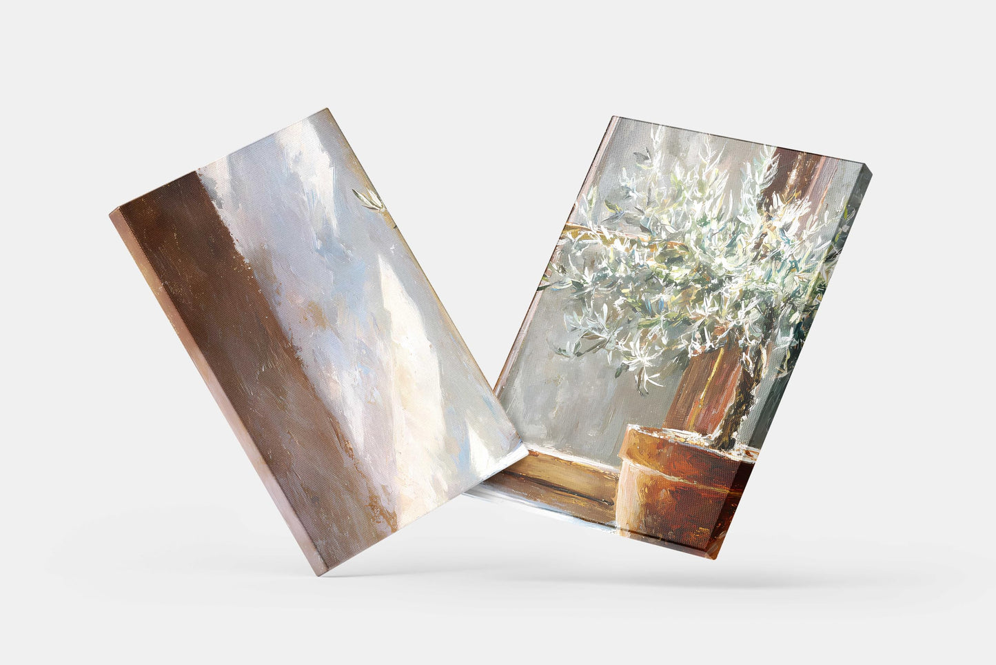 Madayos Potted Olive Tree 3 Piece Canvas Wall Art Window Sill Still Life Triptych Wall Decor For Living Room Bedroom Rustic Botanical Mediterranean Home Decor (24x36 inch)