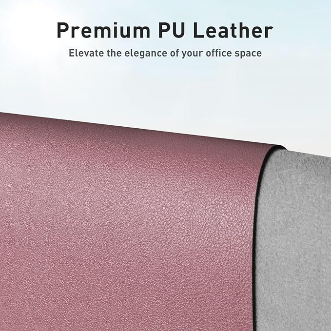 Aothia Faux Leather Desk Mat - Non-Slip PU Leather Desk Blotter, Waterproof Writing Surface, Large Desk Pad for Office & Home (Dark Pink, 55" x 24")