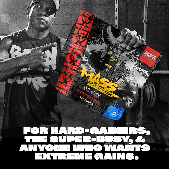 Mutant Mass Extreme Gainer ??Whey Protein Powder ??Build Muscle Size and Strength ??High Density Clean Calories (Cookies and Cream, 12 lbs)