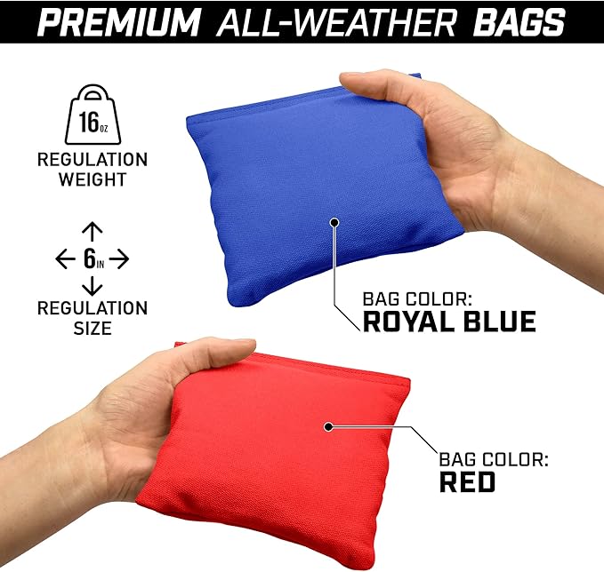 GoSports 4 ft x 2 ft Regulation Size Wooden Cornhole Boards Set - Includes Carrying Case and Bean Bags (Choose Your Colors) Over 100 Color Combinations