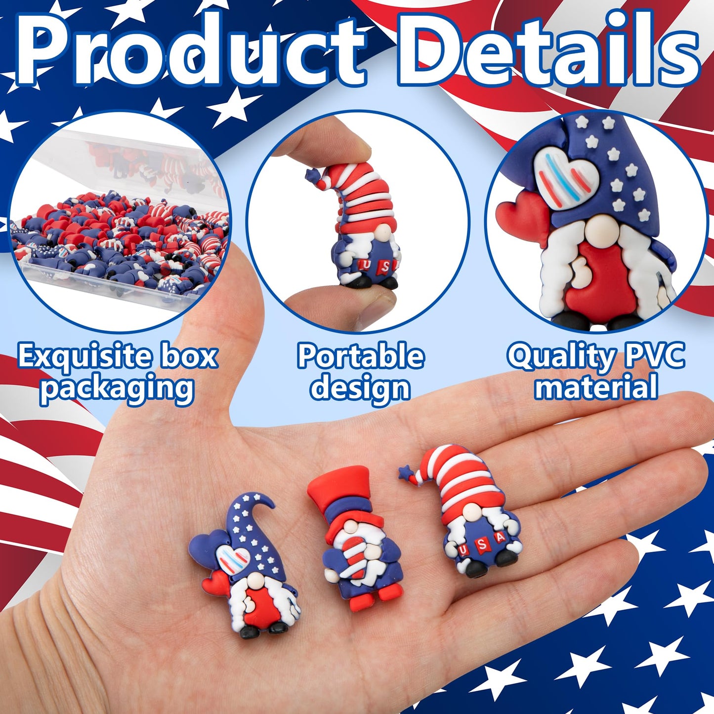 Watayo 60 Pcs 4th of July Mini Gnome Ornaments, Miniature Independence Day Patriotic Gnomes Decoration, Memorial Day Decor Stars and Stripes Gnomes Figurines for Party Gifts Home Table Decorations