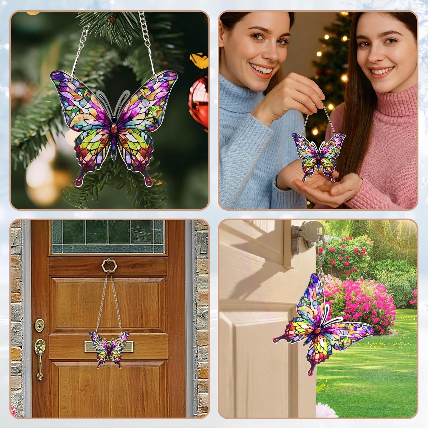 Butterfly Gifts for Women, Butterfly Ornaments Suncatcher Acrylic Decorations Stained Glass Effect Window Hanging with Chain 2026 Inspirational Butterflies Sun Catcher Decor for Christmas Tree