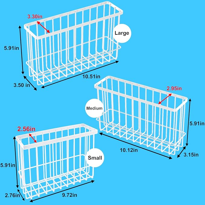 Cabinet Door Organizer 3Pcs, Foil and Plastic Wrap Organizer with 2 Sponges, Cabinet Door Storage with 3 Caddy Adhesive, for Aluminum Foil, Plastic Wrap, Wool Dryer Balls, White,(Small, Medium, Large)