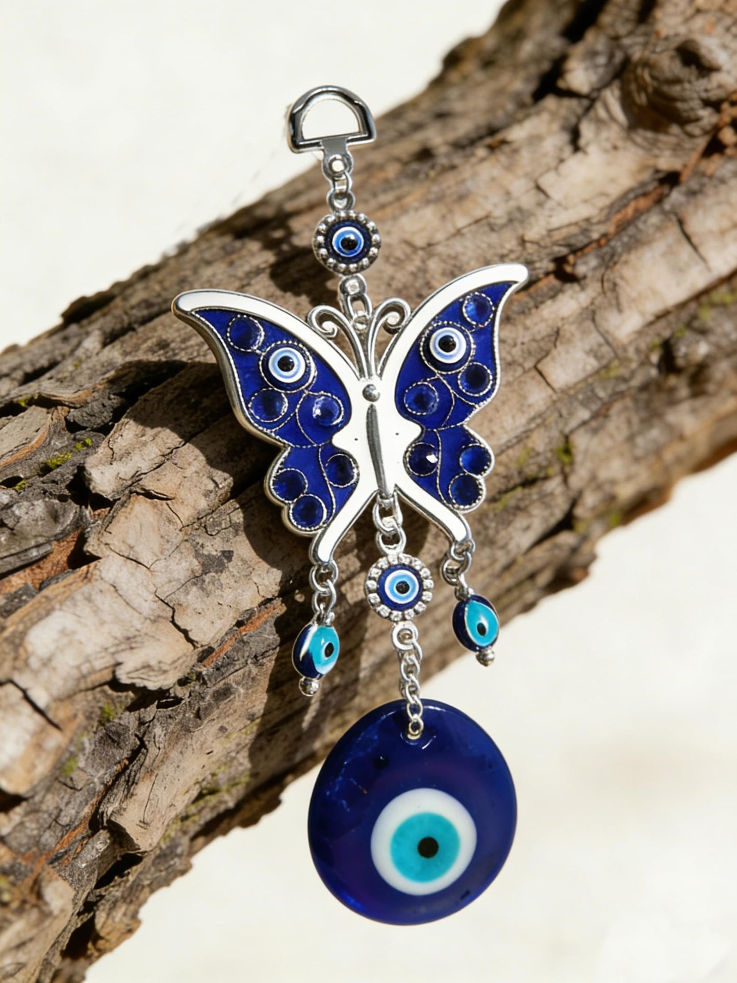 Blue Butterfly Evil Eye Wall Hanging Decor,Turkey Evil Eye Butterfly Amulet Door Car Hanging Accessories Ornament Pendant Charm