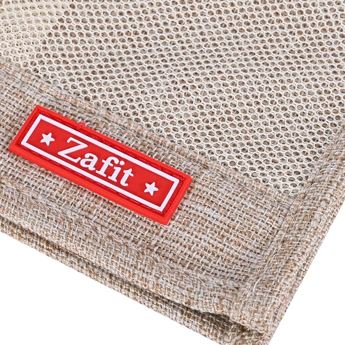 Zafit Linen 4 Pockets Bedside Caddy, Bedside Storage Organizer for Magazine, Remotes, Phone (Beige, Classic 4 Pockets)