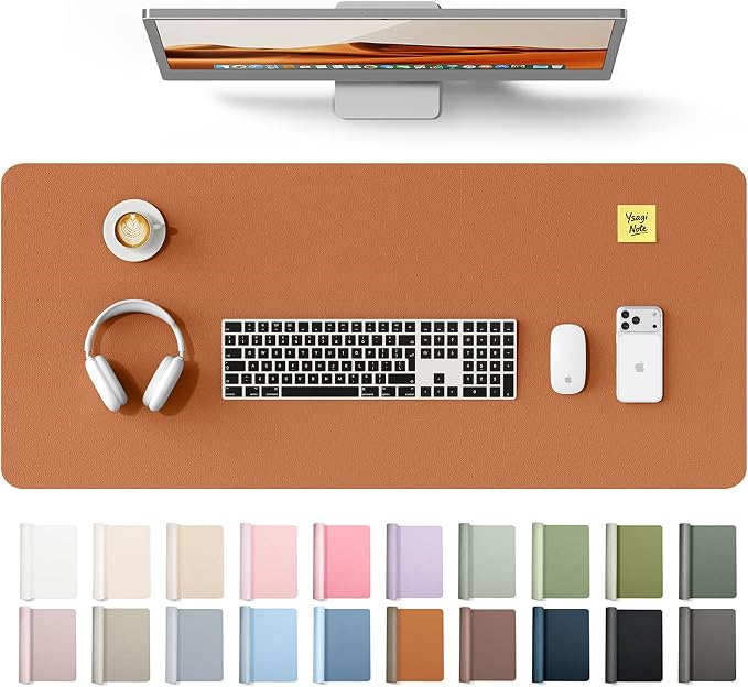 YSAGi Leather Desk Protector, Office Mat, Large Mouse Mat, Non-Slip PU Leather Blotter, Laptop Desk Mat, Waterproof Writing Pad for Office and Home(Brown, 42" x 17.2")