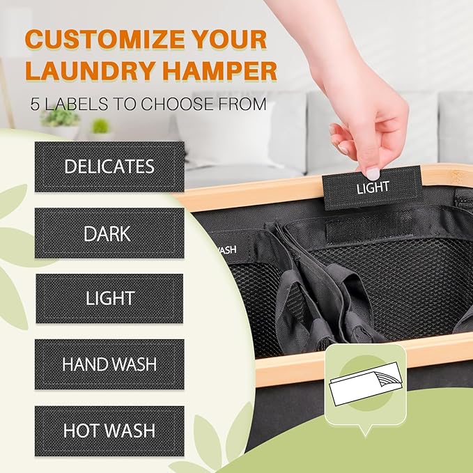 Laundry Hamper 3 Section, 145L Dirty Clothes Hamper with Lid, Extra Large Laundry Basket Organizer with Removable Inner Bags & Labels for Laundry Room, Bedroom, Dark Grey